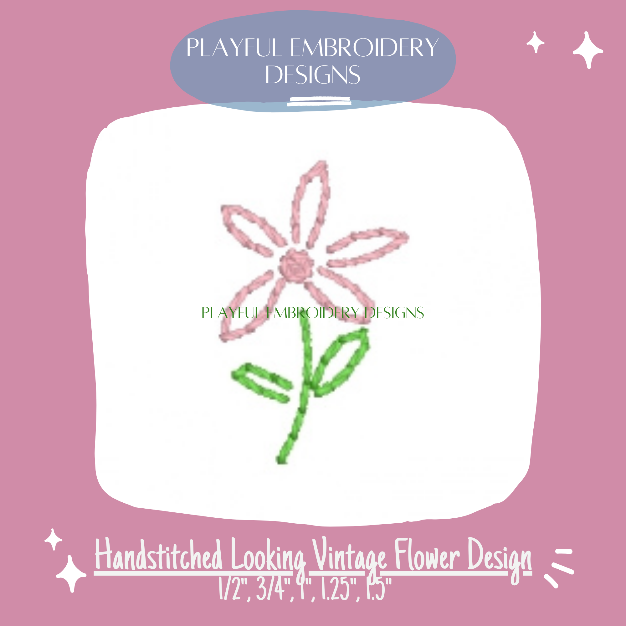 Handstitched Look Daisy Flower Machine Embroidery Design (Digital File)