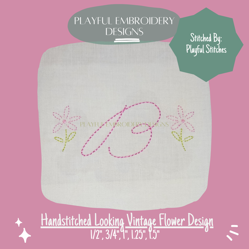 Handstitched Look Daisy Flower Machine Embroidery Design (Digital File)