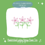 Vintage Flower Trio Mini Machine Embroidery Design (Digital Download)