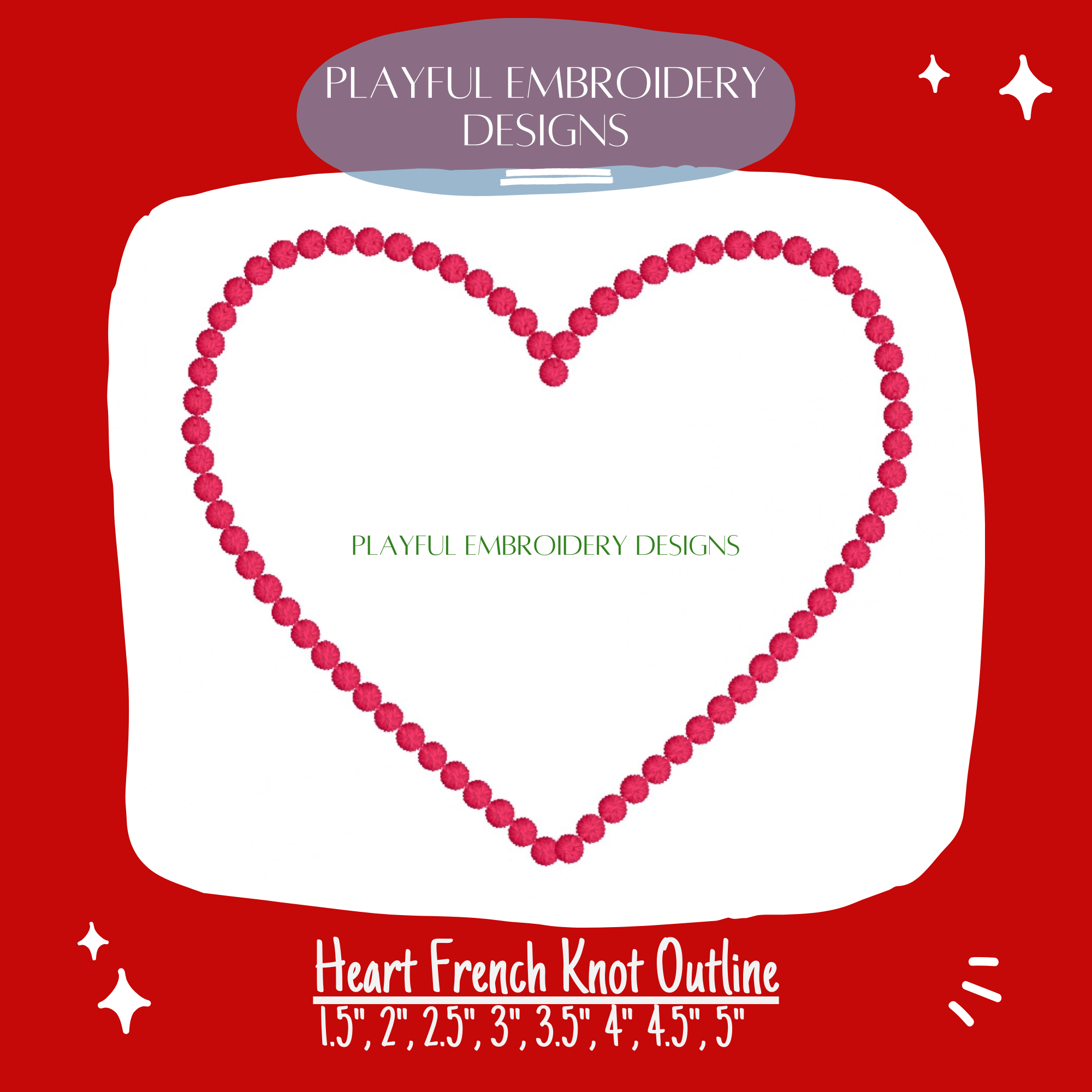 French Knot Heart Outline Design for Machine Embroidery (Digital Download)