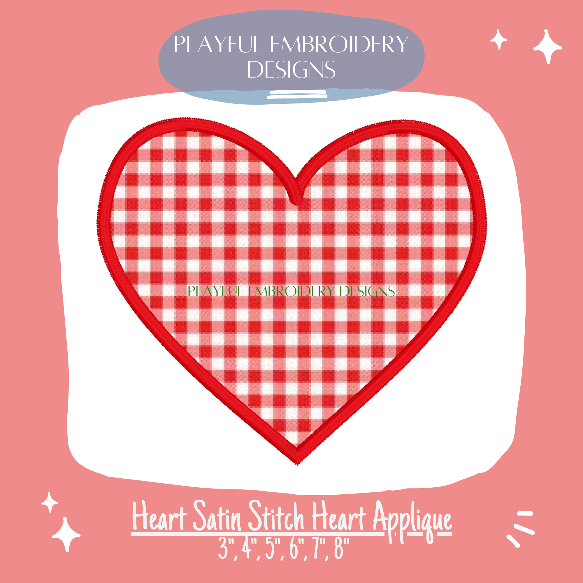 Heart Satin Stitch Applique Design, Valentine's Applique Machine Embroidery Design