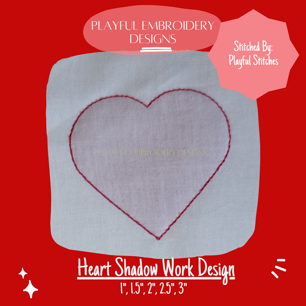Heart Shadow Work Embroidery Design for Machine Embroidery (Digital Download)