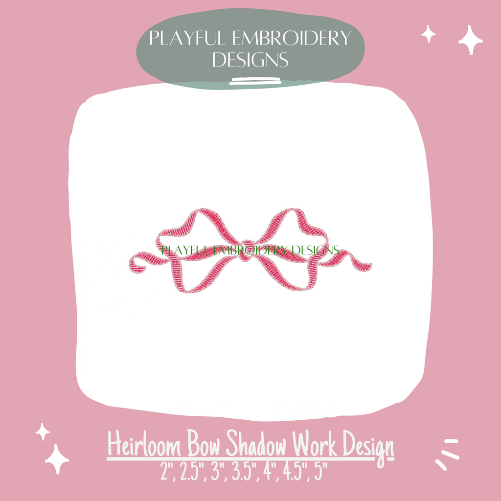 Heirloom Bow Shadow Work Embroidery Design (Digital Download)