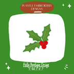 Holly Applique Design for Machine Embroidery, Zig Zag Holly Applique Design, Christmas Applique Design, Digital Download