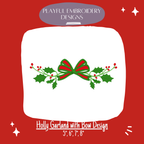 Holly Garland Monogram Frame Embroidery Design, Christmas Monogram Frame for Machine Embroidery, Holly with Bow Design
