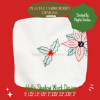 Holly Shadow Work Mini Embroidery design, Christmas Holly Shadow work Machine Embroidery Design, Digital Download