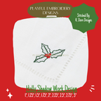 Holly Shadow Work Mini Embroidery design, Christmas Holly Shadow work Machine Embroidery Design, Digital Download