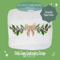 Holly Garland Embroidery Design, Christmas Monogram Frame (Digital File)