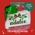 Holly Garland Monogram Frame Embroidery Design, Christmas Monogram Frame for Machine Embroidery, Holly with Bow Design