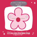 In The Hoop Daisy Banner Machine Embroidery Design, Satin Stitch Edge ITH Daisy Banner Design for Machine Embroidery