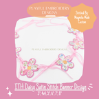 In The Hoop Daisy Banner Machine Embroidery Design, Satin Stitch Edge ITH Daisy Banner Design for Machine Embroidery