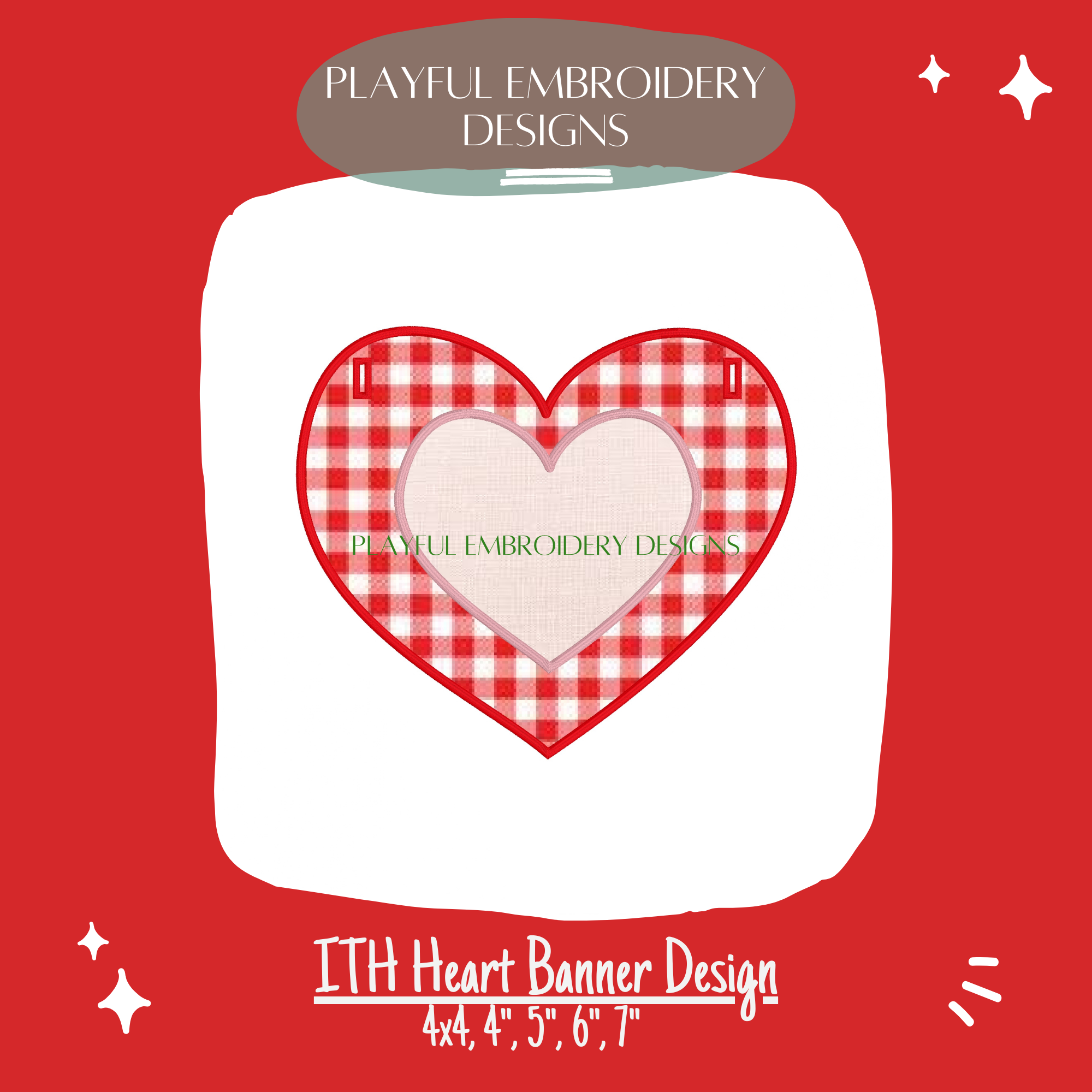 In The Hoop Heart Banner Machine Embroidery Design, ITH Double Applique Heart Banner Design, Valentine Banner, Valentine Embroidery Design