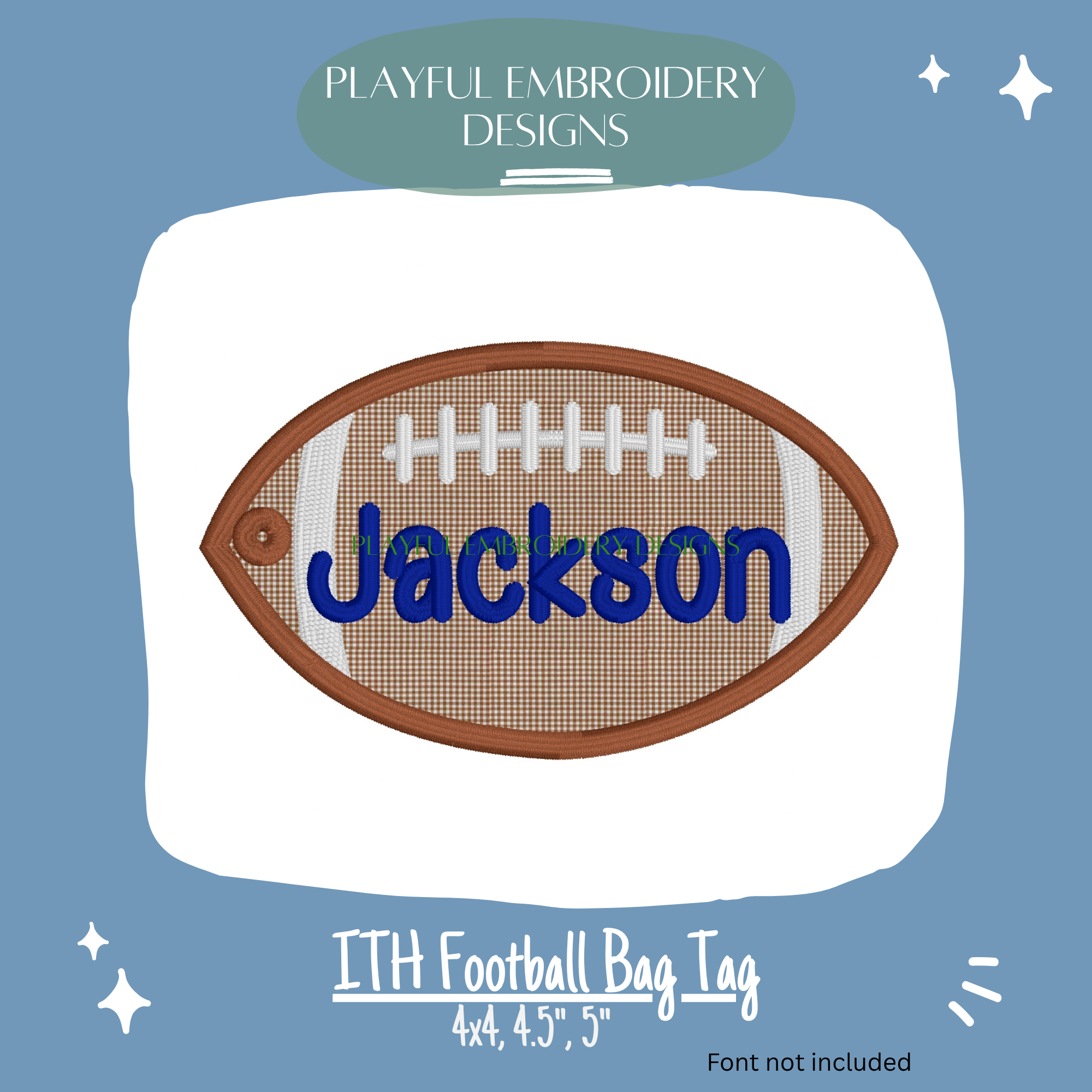 ITH Football Bag Tag Embroidery Design (Digital Download)
