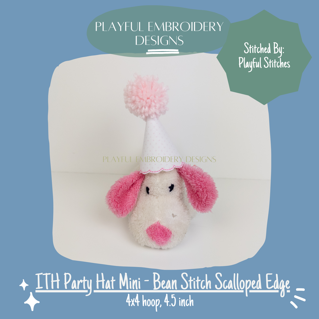 ITH Scalloped Edge Mini Party Hat Machine Embroidery Design (Digital Download)