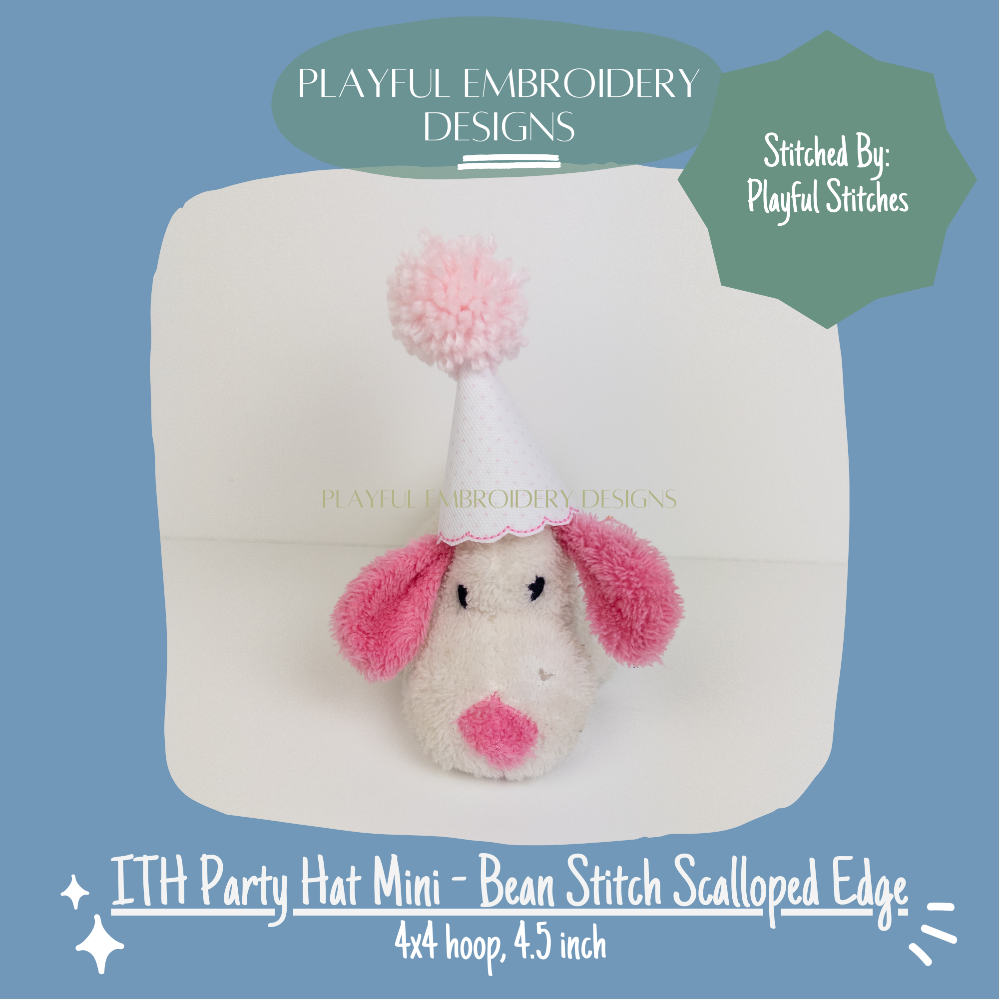 ITH Scalloped Edge Mini Party Hat Machine Embroidery Design (Digital Download)
