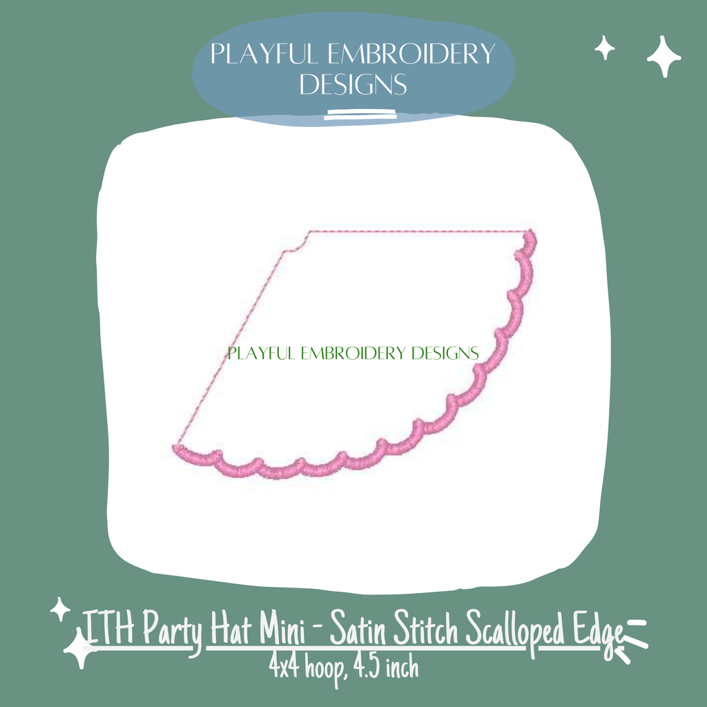 ITH Scalloped Edge Party Hat Mini Machine Embroidery Design (Digital Download)
