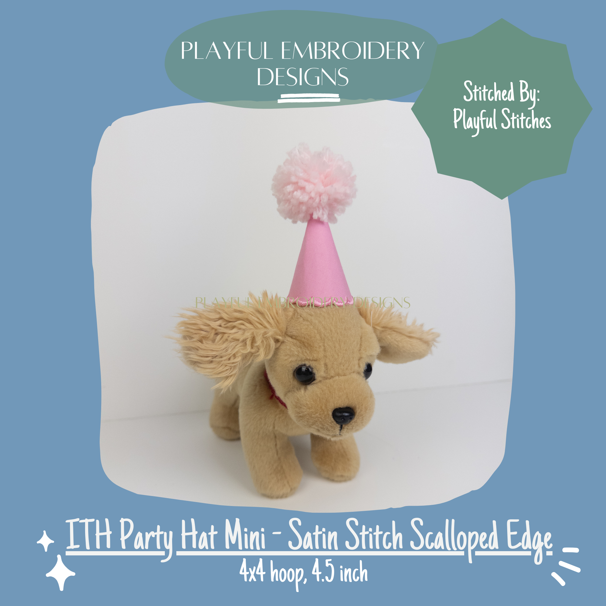ITH Scalloped Edge Party Hat Mini Machine Embroidery Design (Digital Download)