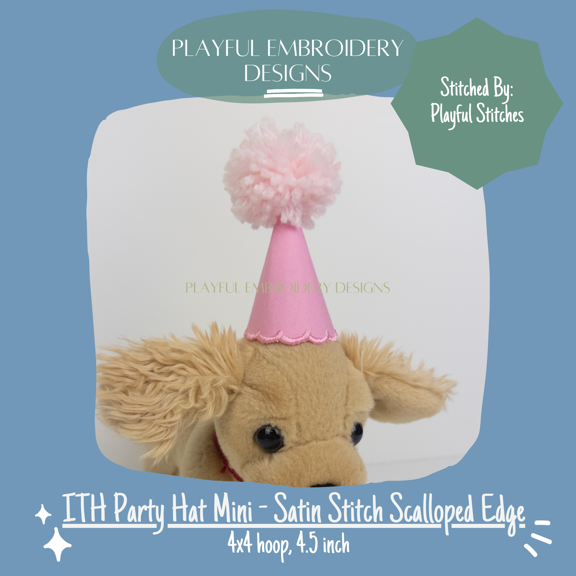ITH Scalloped Edge Party Hat Mini Machine Embroidery Design (Digital Download)