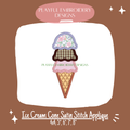 Triple Ice Cream Cone Satin Stitch Applique Machine Embroidery Design (Digital Download)