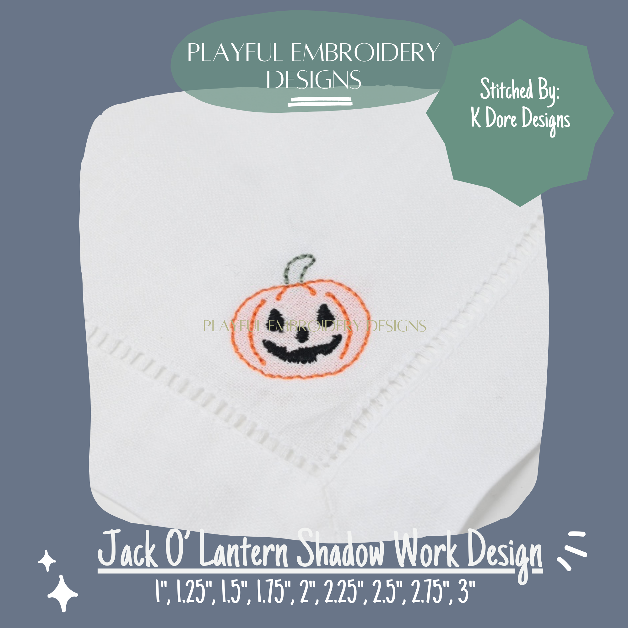 Jack O' Lantern Mini Shadow Work Machine Embroidery Design, Halloween Mini Shadow Work Design, Pumpkin Design, Digital Download