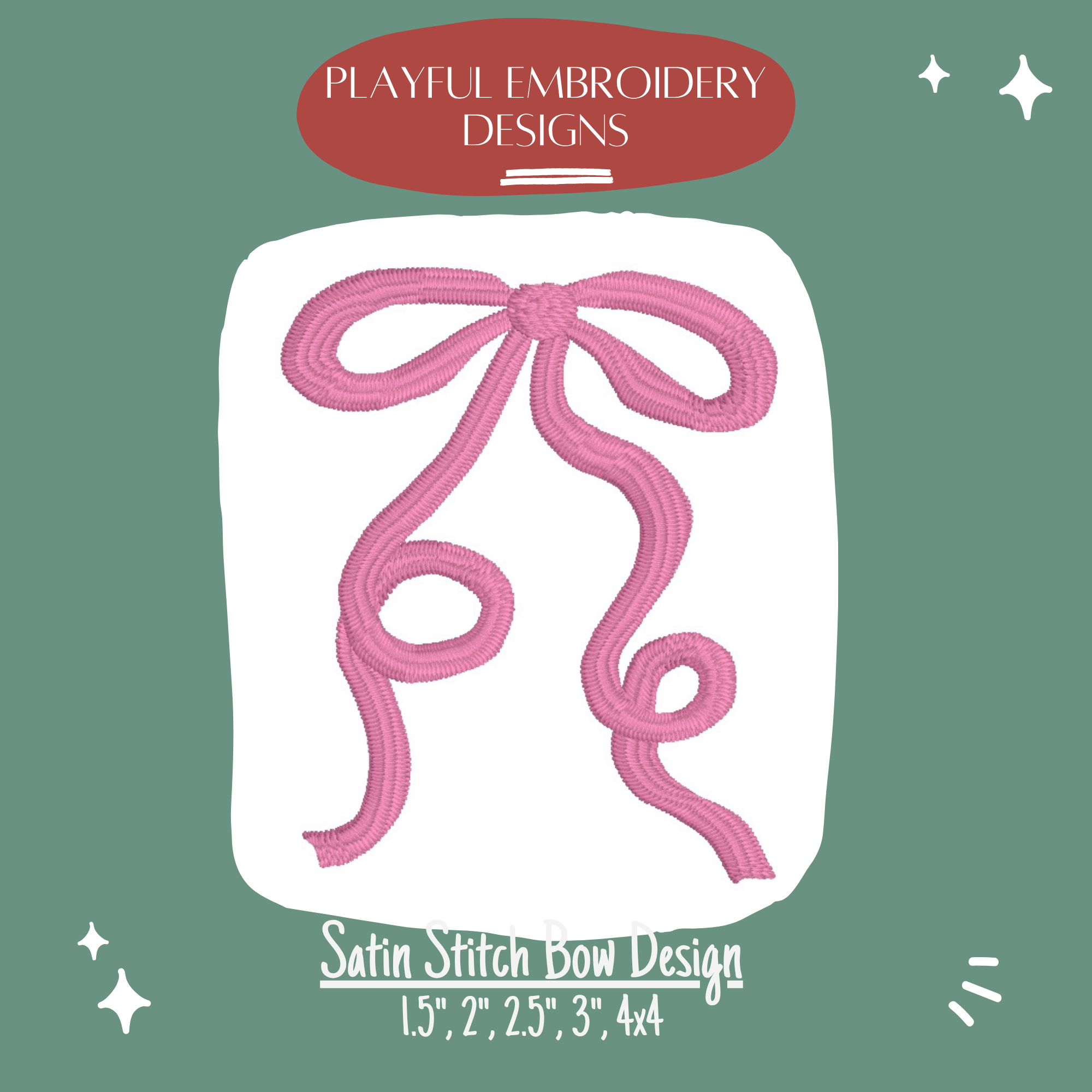 Satin Stitch Bow Design, Vintage Style Bow Embroidery Design, Bow for Machine Embroidery, Add on Bow Design, Digital Download