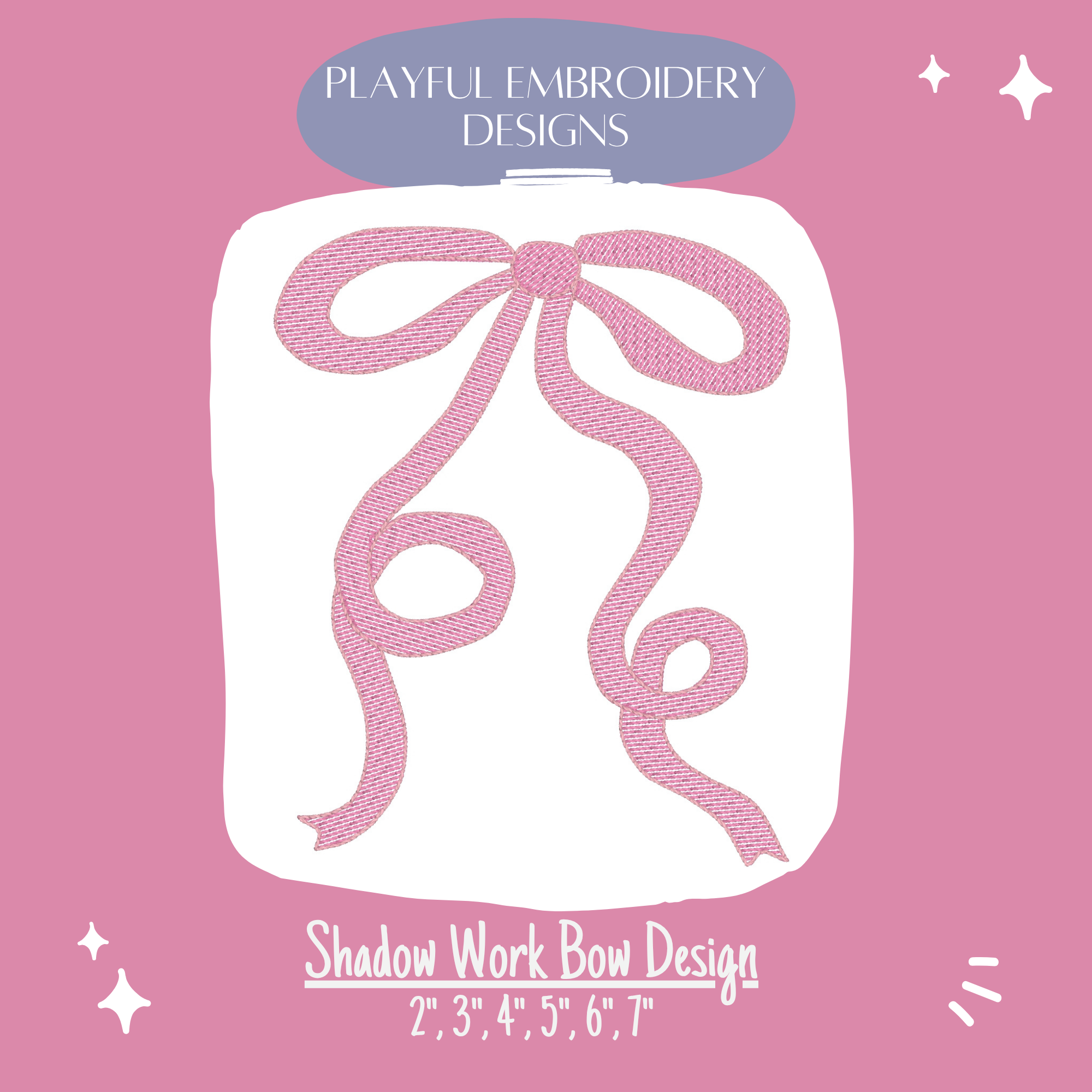 Shadow Work Bow Embroidery Design, Vintage style shadow work embroidery design for machine embroidery, Heirloom Embroidery Design