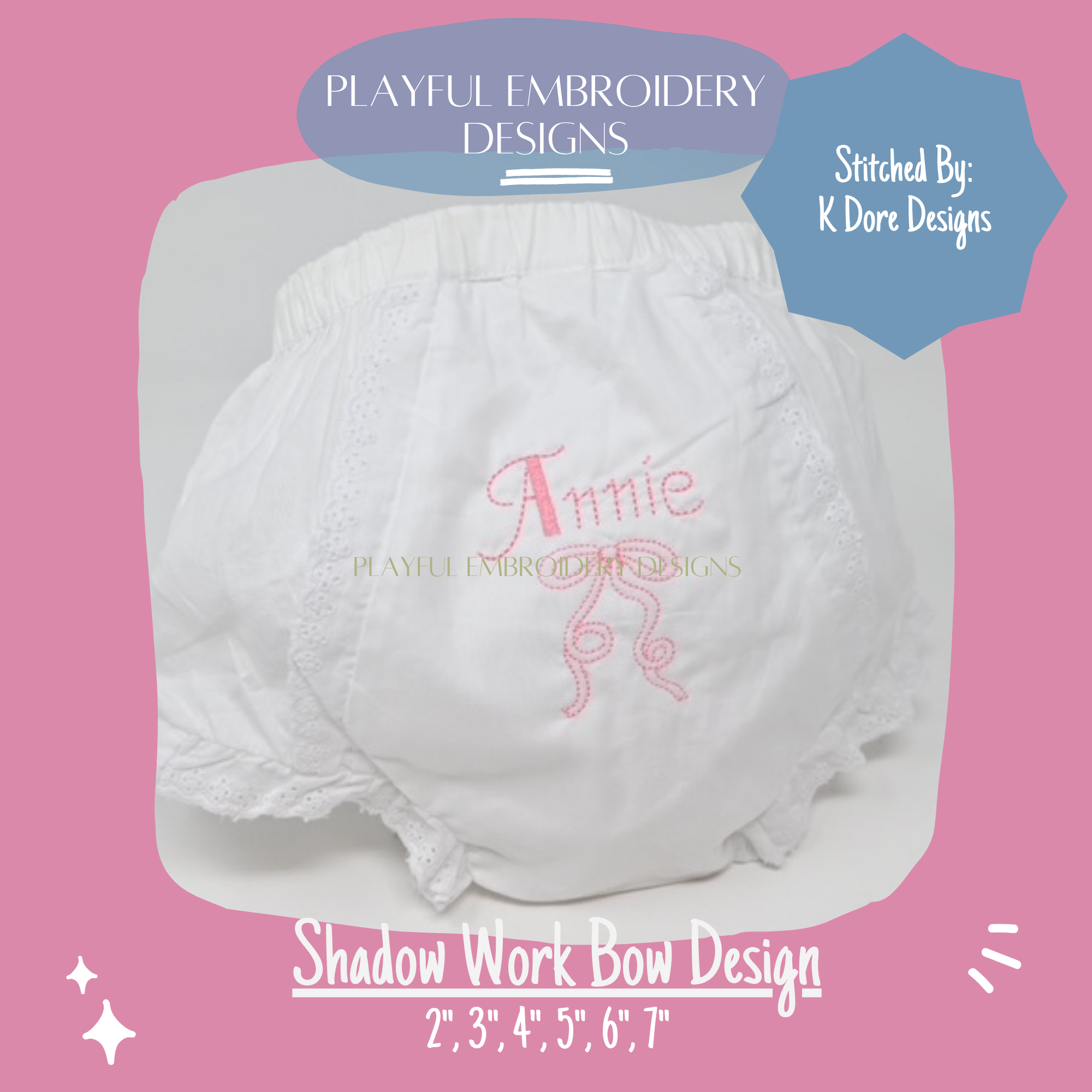 Shadow Work Bow Embroidery Design, Vintage style shadow work embroidery design for machine embroidery, Heirloom Embroidery Design