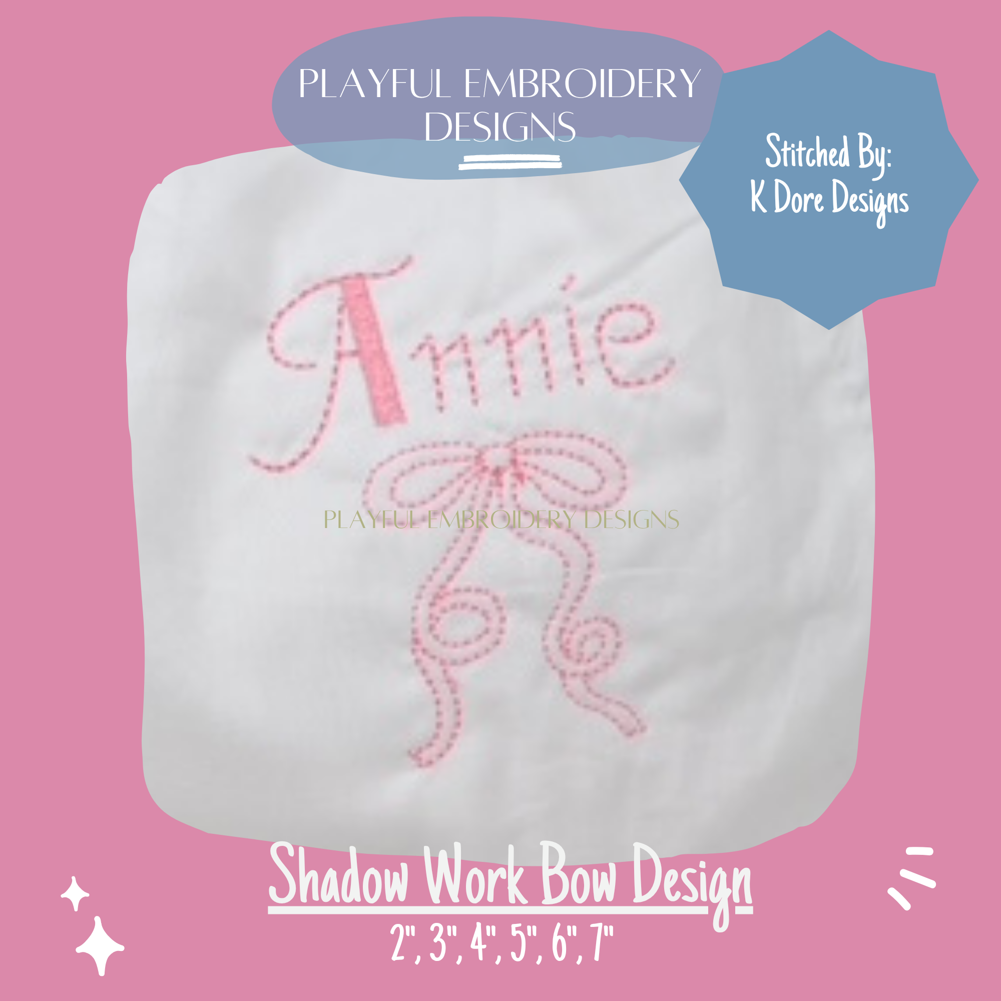 Shadow Work Bow Embroidery Design, Vintage style shadow work embroidery design for machine embroidery, Heirloom Embroidery Design