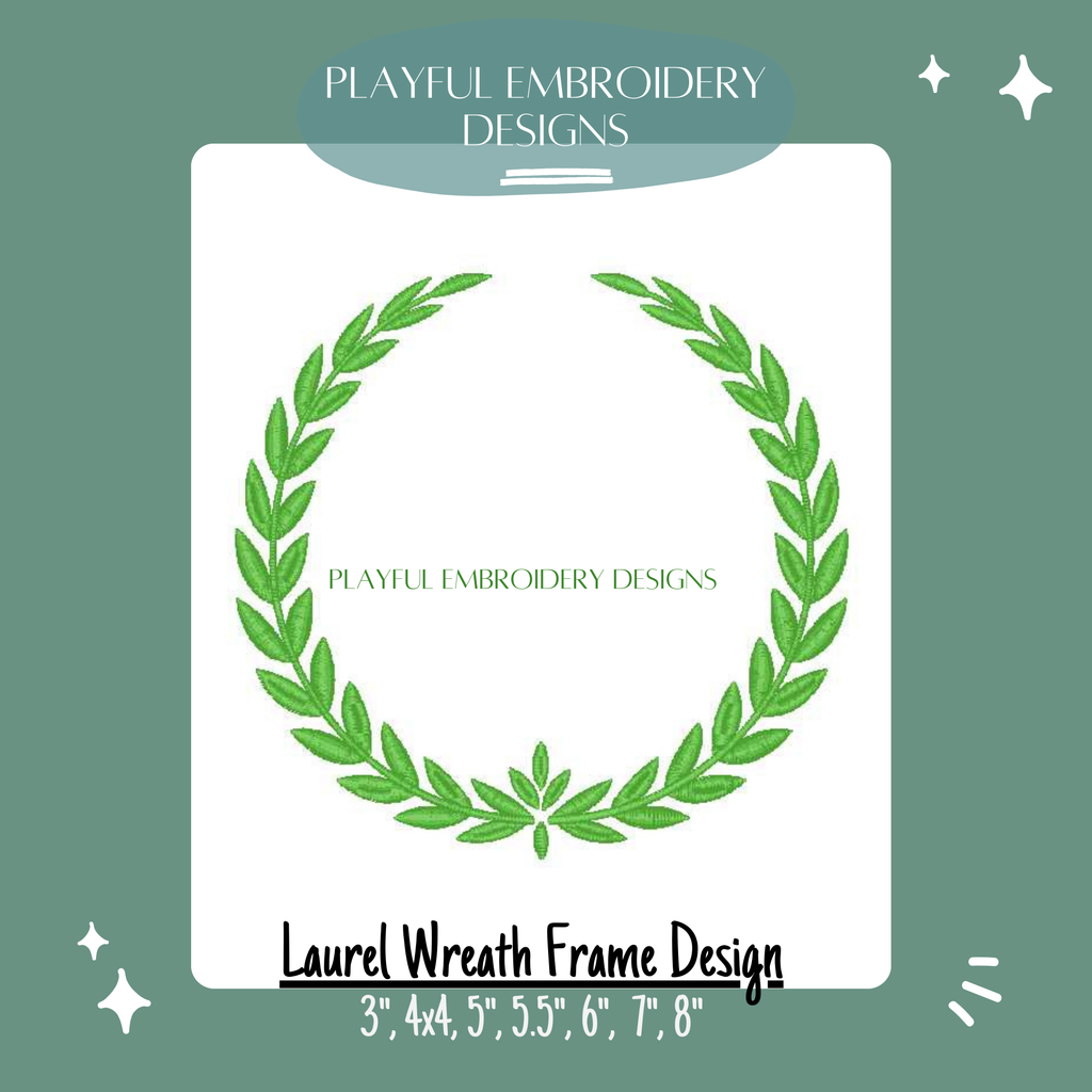 Laurel Wreath Monogram Frame Embroidery Design, Laurel Embroidery Design, Monogram Frame Embroidery Design, Digital Download