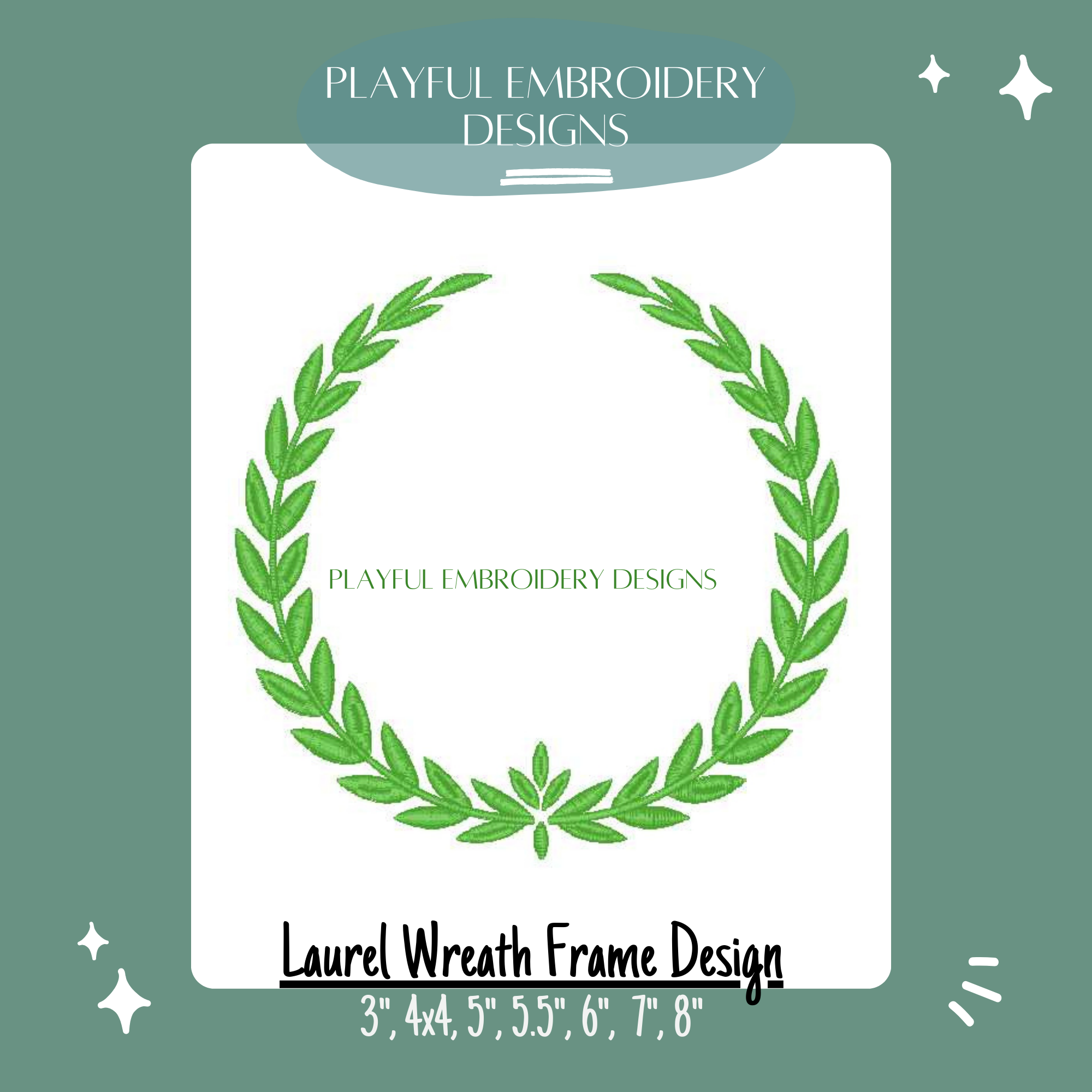 Laurel Wreath Monogram Frame Embroidery Design, Laurel Embroidery Design, Monogram Frame Embroidery Design, Digital Download