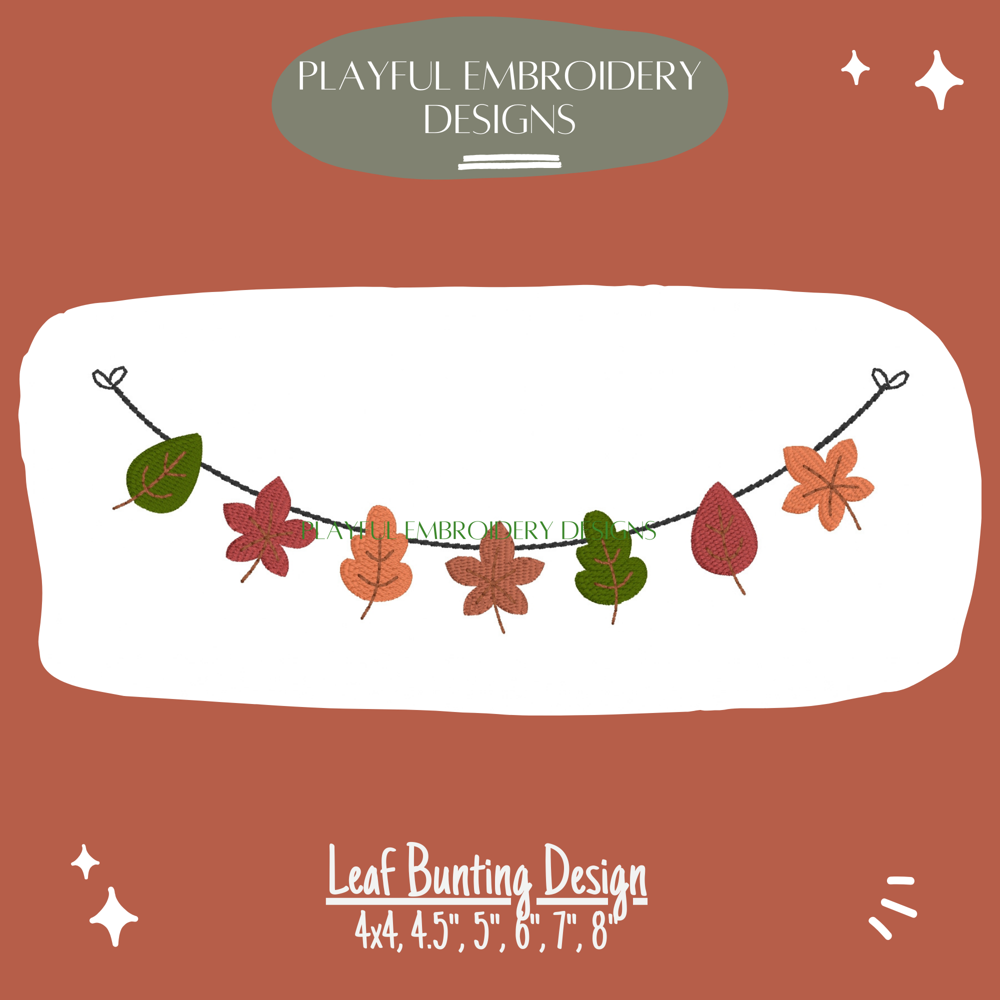 Fall Leaf Bunting Machine Embroidery Design, Filled Leaf Bunting Design for Fall, Fall Embroidery Design, Digitial Download