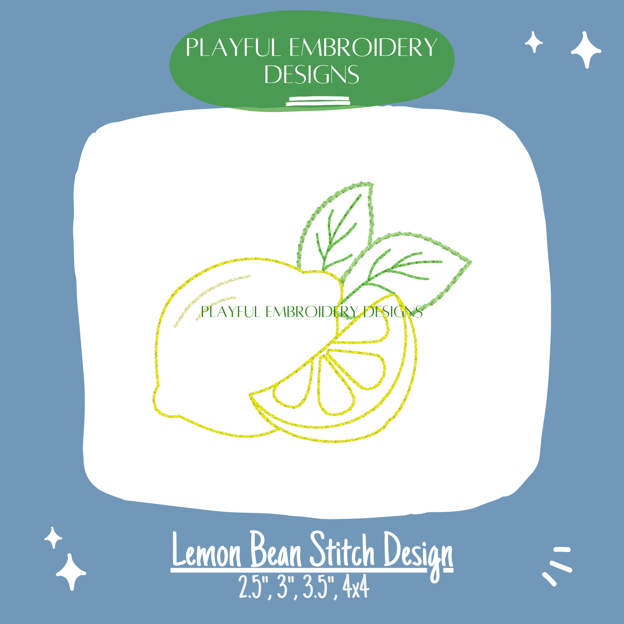 Lemon Bean Stitch Design for Machine Embroidery (Digital Download)