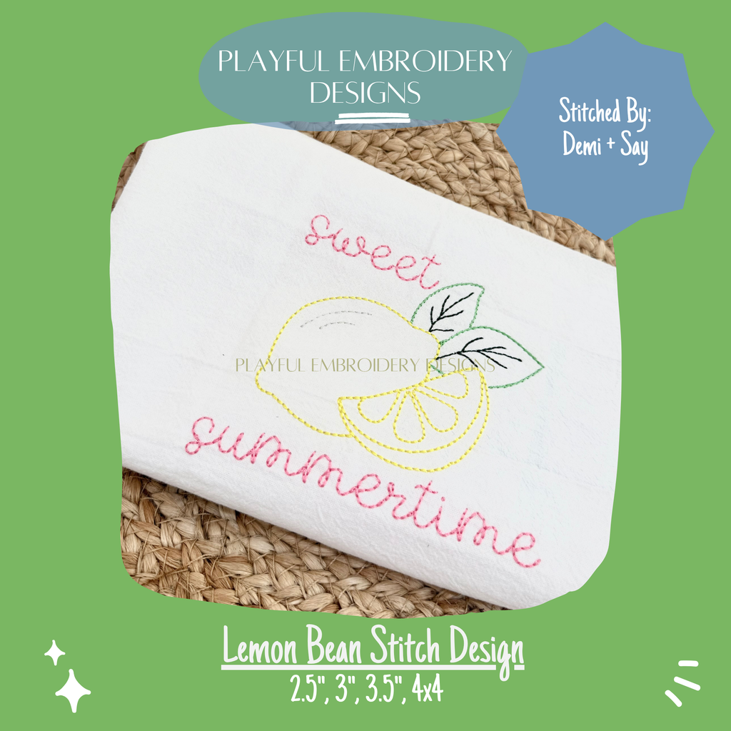 Lemon Bean Stitch Design for Machine Embroidery (Digital Download)