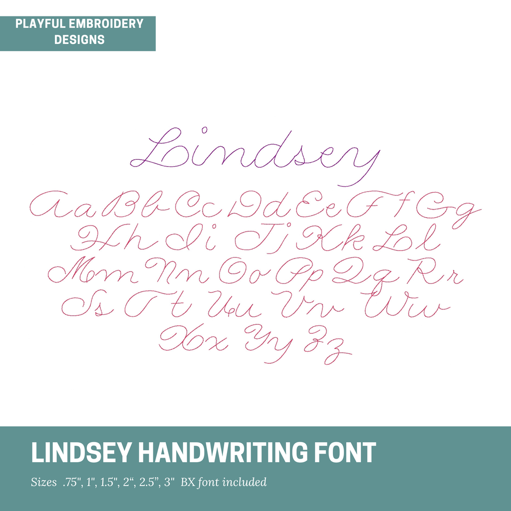 Lindsey Bean Stitch Embroidery Font, Playful Handwriting (Digital Download)