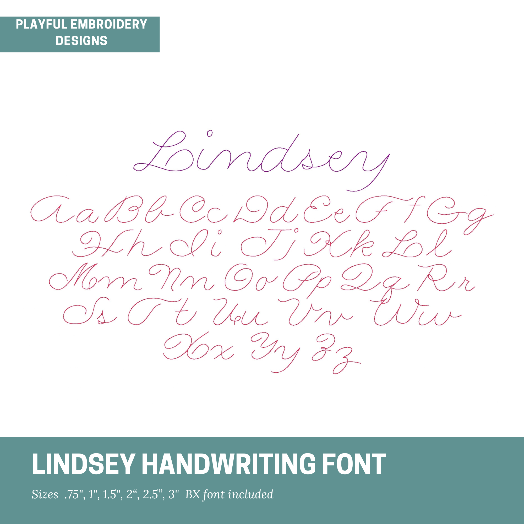 Lindsey Bean Stitch Embroidery Font, Playful Handwriting (Digital Download)