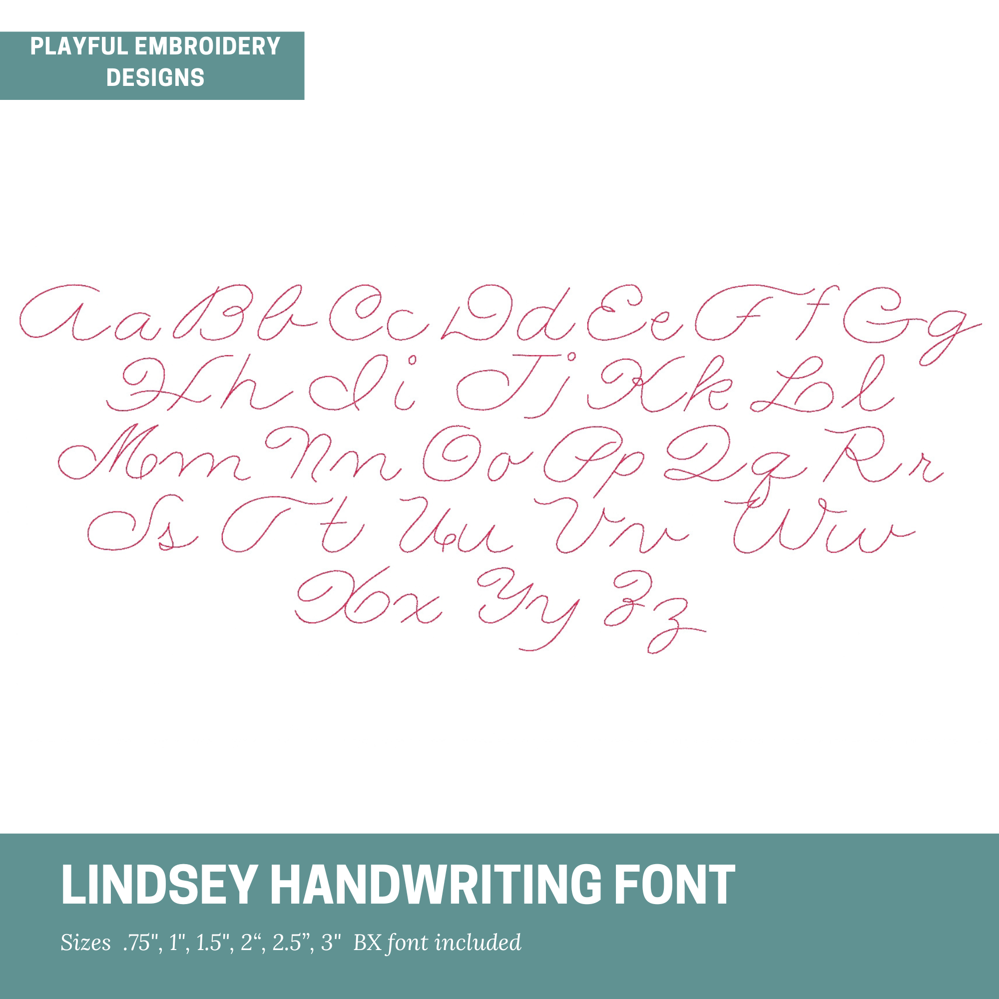 Lindsey Bean Stitch Embroidery Font, Playful Handwriting (Digital Download)