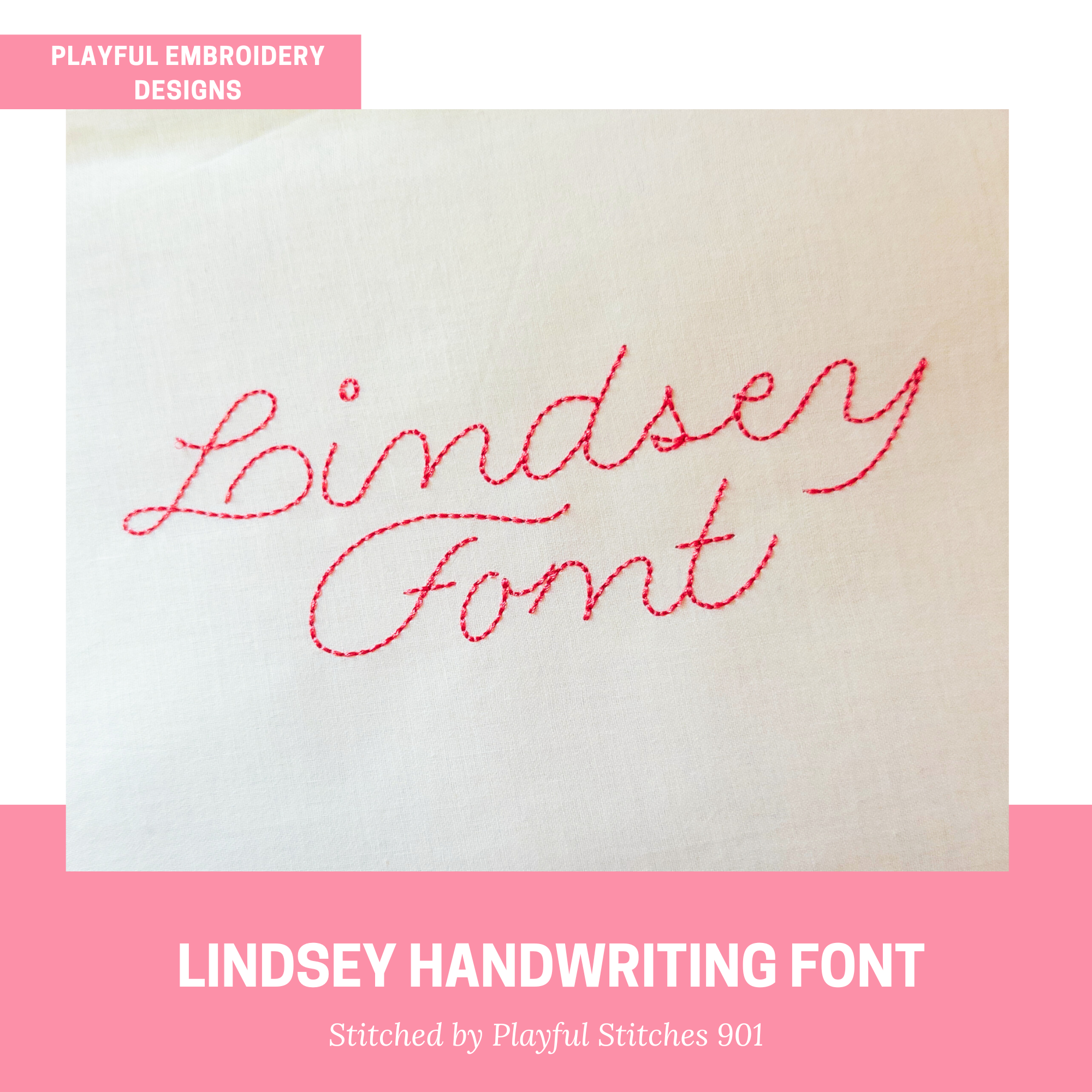 Lindsey Bean Stitch Embroidery Font, Playful Handwriting (Digital Download)