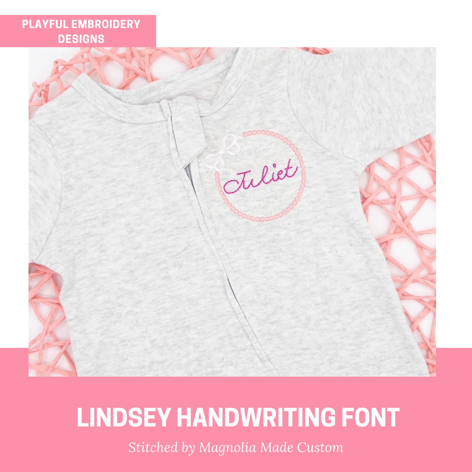Lindsey Bean Stitch Embroidery Font, Playful Handwriting (Digital Download)