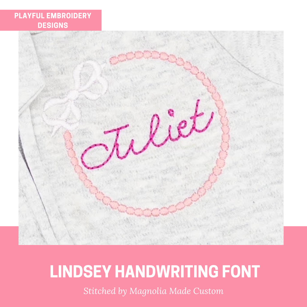 Lindsey Bean Stitch Embroidery Font, Playful Handwriting (Digital Download)