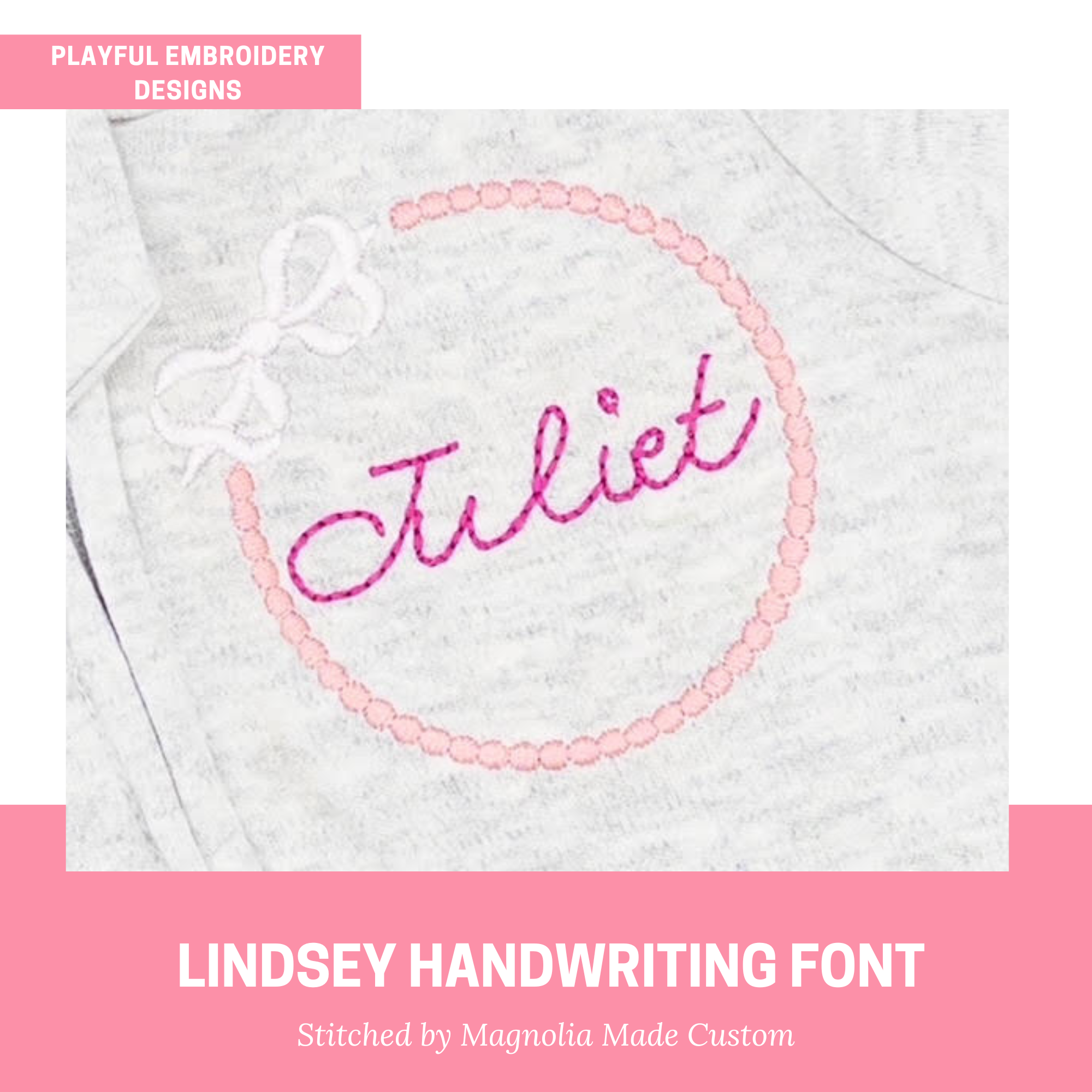 Lindsey Bean Stitch Embroidery Font, Playful Handwriting (Digital Download)