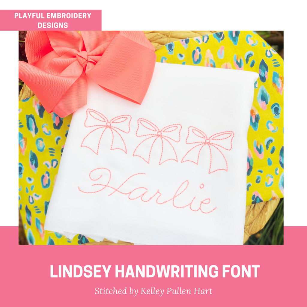 Lindsey Bean Stitch Embroidery Font, Playful Handwriting (Digital Download)