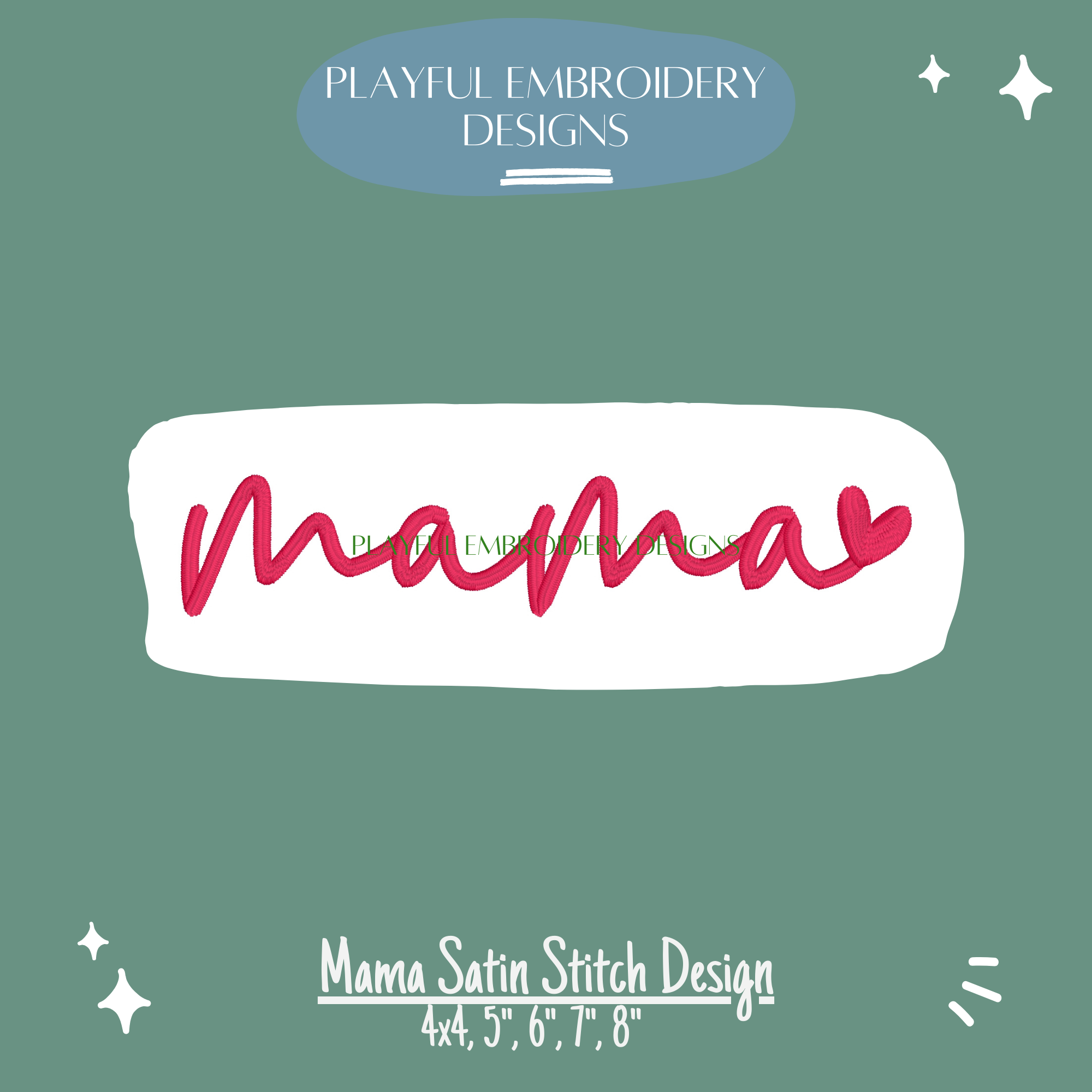 Mama Satin Stitch Embroidery Design with Heart (Digital File)