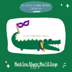 Mardi Gras Alligator Mini Machine Embroidery Design, Mardi Gras Alligator Embroidery Design (Digital Download)