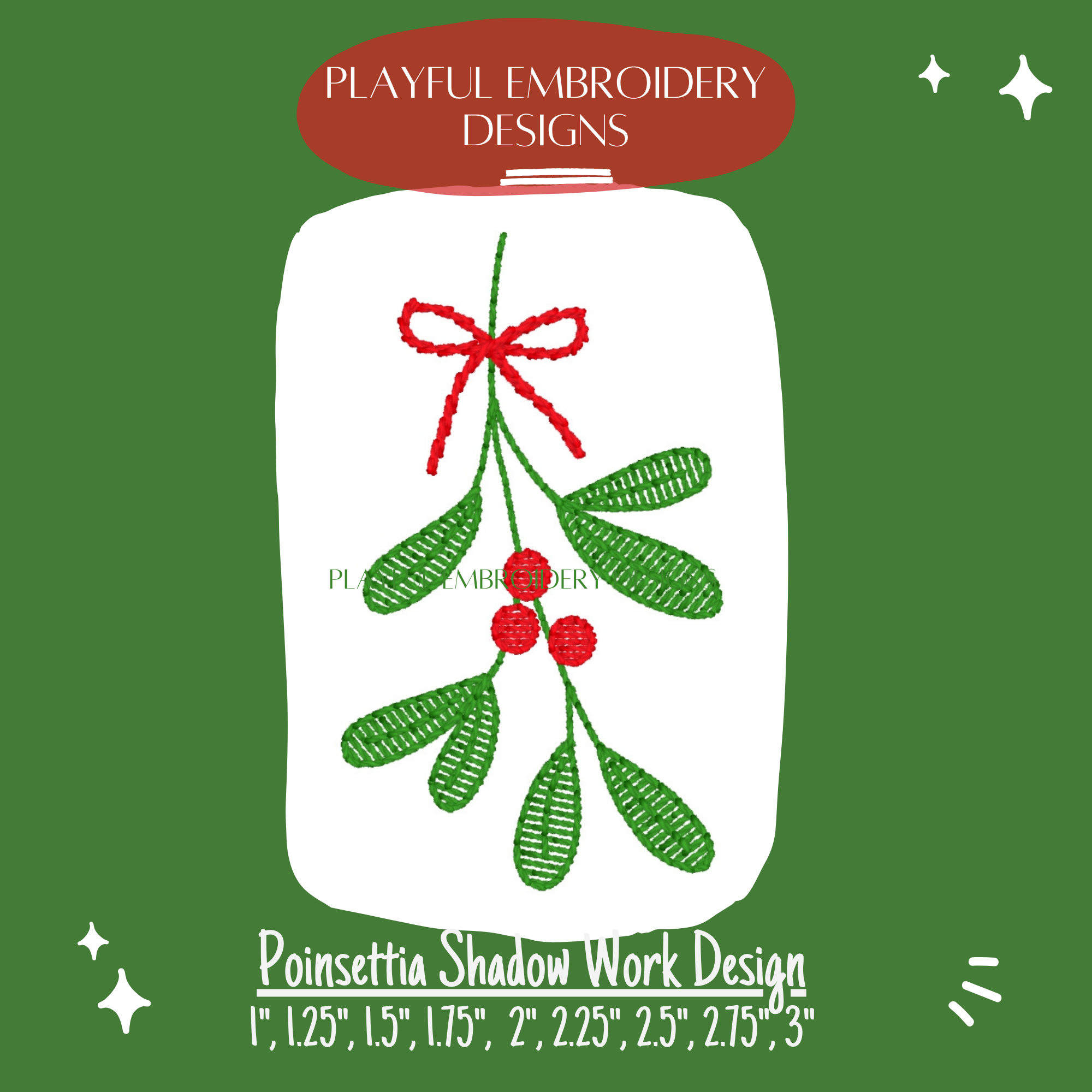 Mistletoe Shadow Work Mini Embroidery design, Mistletoe Shadow work Machine Embroidery Design, Digital Download