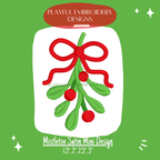 Mistletoe Machine Embroidery Design, Mini Mistletoe Embroidery Design, Tiny Christmas Designs for small embroidery, Satin Stitch Mistletoe