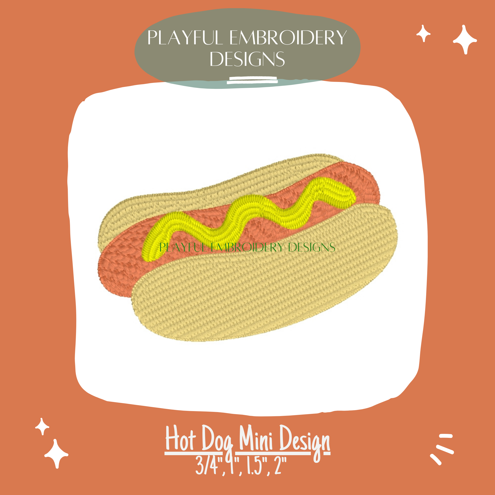 Hot Dog Mini Machine Embroidery Design (Digital Download)