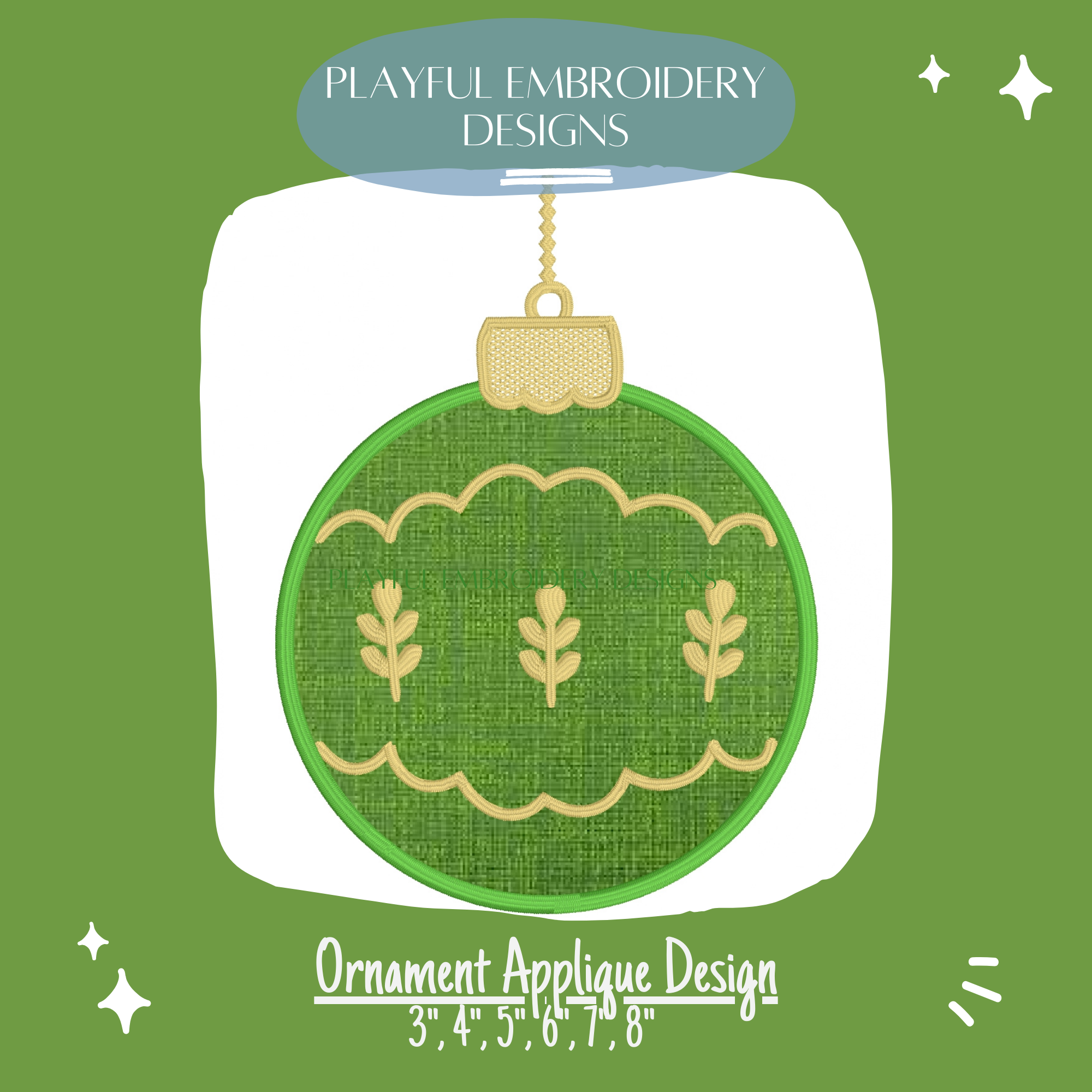 Christmas Ornament Applique Design for Machine Embroidery, Ornament Applique Design, Digital Download