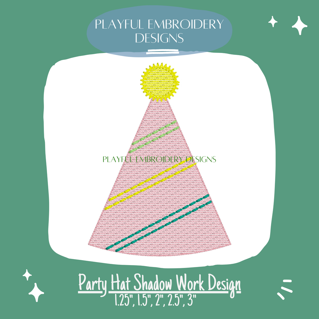 Party Hat Shadow Work Machine Embroidery Design (Digital Download)