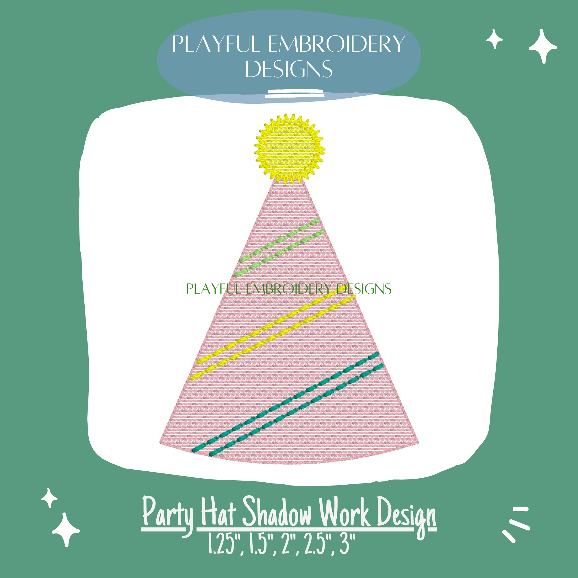 Party Hat Shadow Work Machine Embroidery Design (Digital Download)