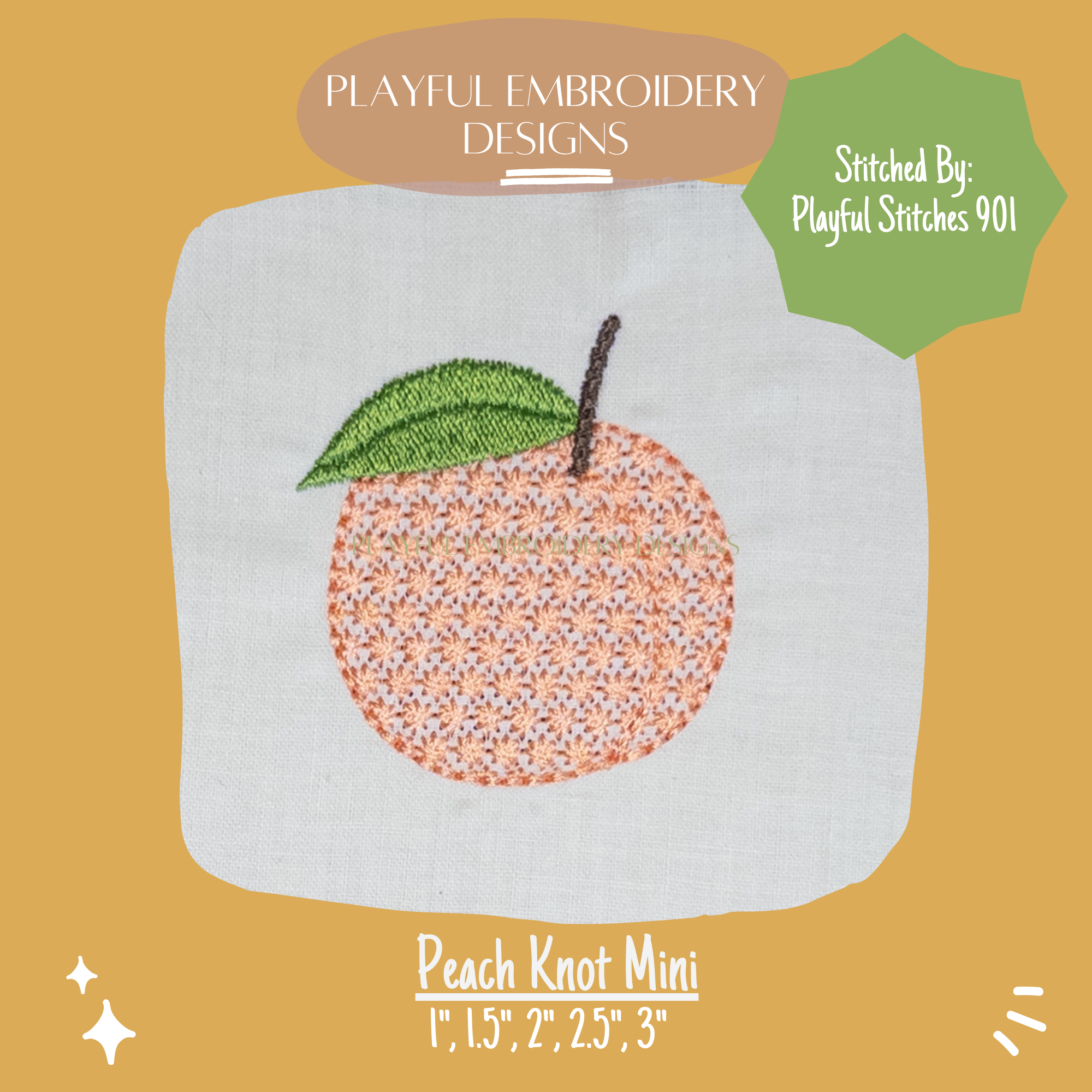 Peach Mini Knot Pattern Machine Embroidery Design (Digital Download)
